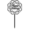 Topper ozdoby na tort napis Happy Birthday geometryczny dekoracje urodzinowe